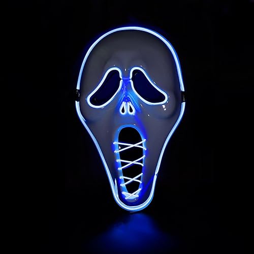 Miniatura 9 de Máscara de Halloween que brilla y aterradora máscara de calavera Halloween de terror para mascarada, cosplay, fiesta, decoración de accesorios
