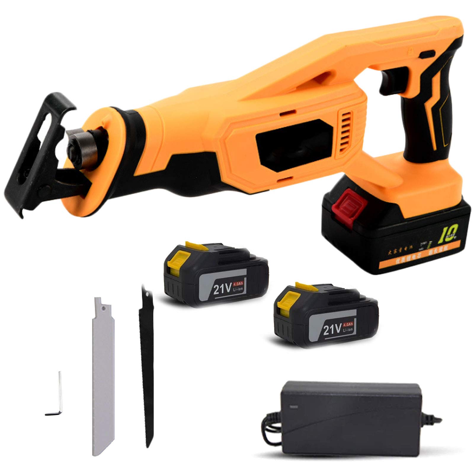 Sierra de Calar a Batería Recargable con 2 Baterías Portátil Compacto 21 V Máx, 15000mah Kit con Cuchillas Maletín Herramientas, Motor Sin Escobillas, Ligero Pero con Menos Vibraciones