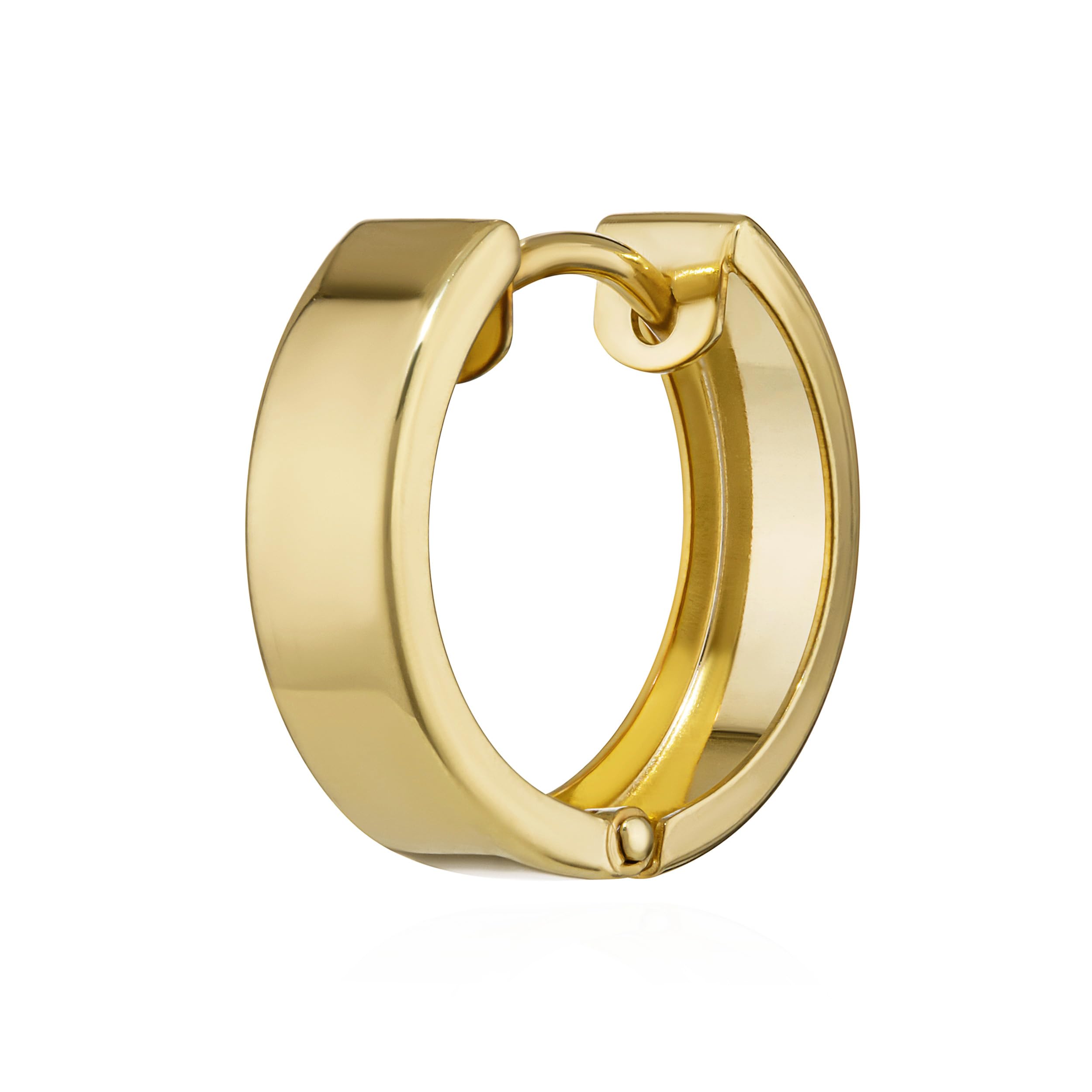 NKlaus Klappcreole Gold 333 Echtgold, quadratisch, glänzend, 15 mm, 1 Stück | Einzelner Ohrring aus 8 Karat Gelbgold; 3,9 mm breit, 1,3 mm stark, 0,78 g, anlaufgeschützt, mit Klappbügel