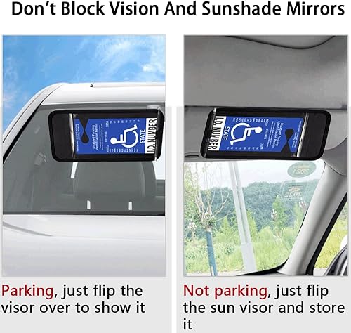Miniatura 5 de lofrcin Soporte para placa de discapacitados para automóvil, 1 soporte para visera negra, soporte para carteles para discapacitados con soporte para