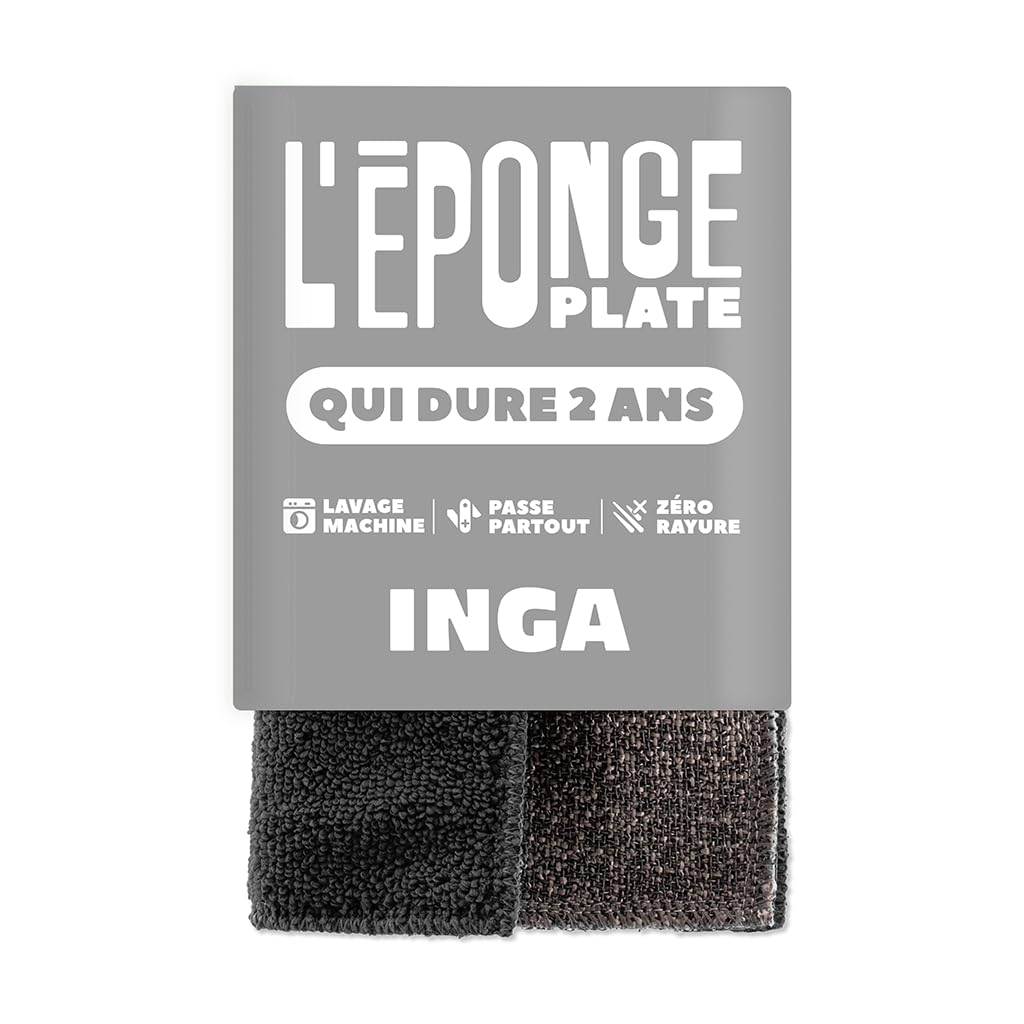 Eponges Plates Réutilisables Lavables INGA - Face Grattante et Absorbante