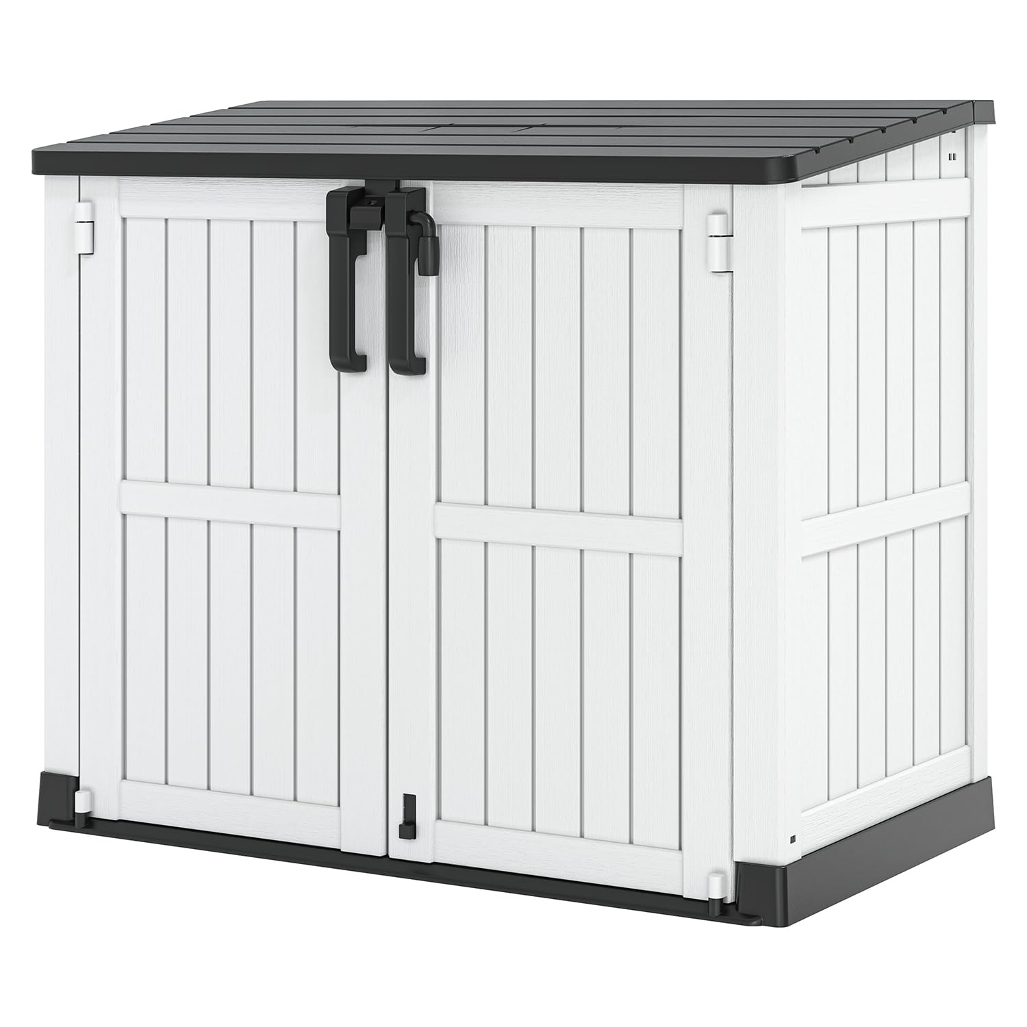 Light Gray Outdoor Resin Storage Shed 36 Cu. Ft. Garden Horizontal Storage Extra Large Capacity Weather Resistant Storage Box, Lockable Resin Waterproof Shed for Garbage Cans, Garden Tools