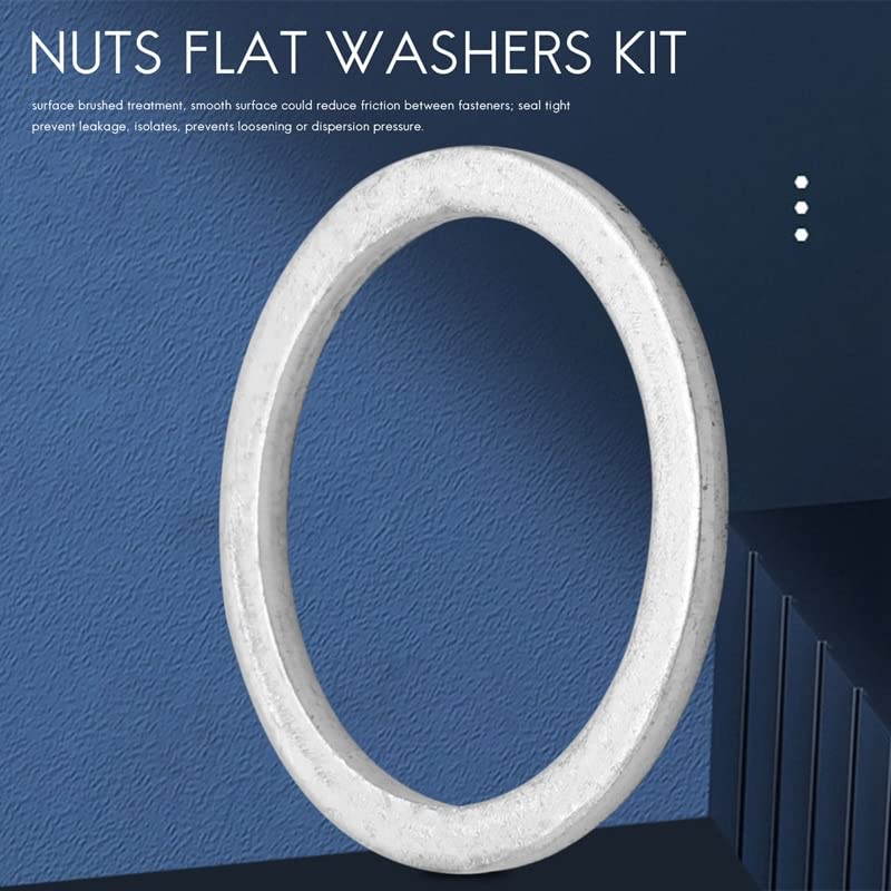 Flat Washers,Automotive Oil Drain Plug Gasket Aluminum Flat Washer Assortment Kit, Metric(470 Pcs 18 Sizes)