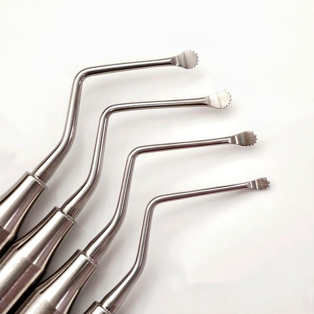 Dental Implant Excavator Restorative Instrument with Serration Tip Dental Spoon Stainless Steel Double Ends Tip with Saw Tooth (1 piece 3.5mm)