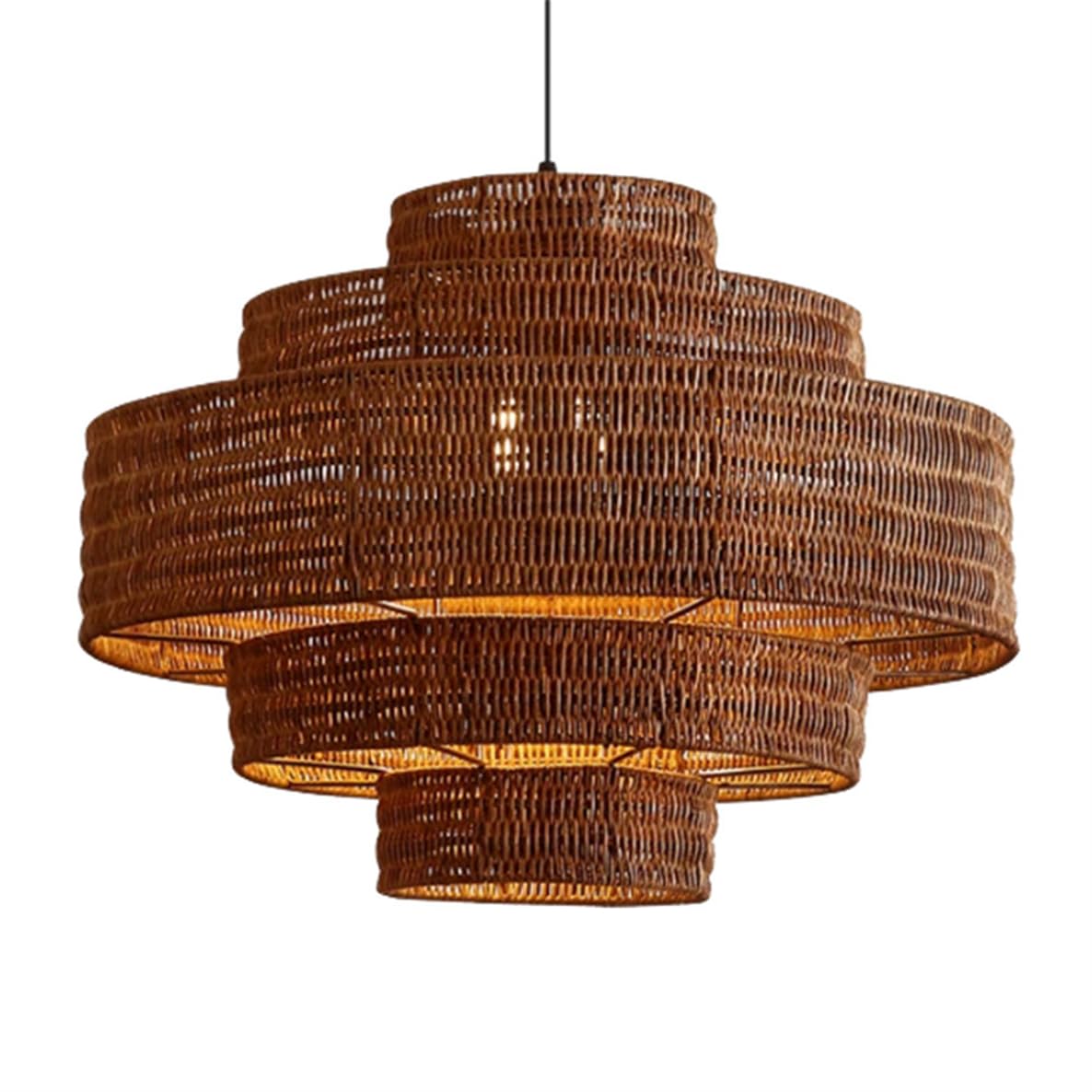 CSSYKV Beige/Brown Rattan Lamp Fixtures Farmhouse Large Chandeliers Multi-Layer Rattan Lantern Japanese Wabi-Sabi Restaurant Pendant Lamp for Kitchen Island Dining Table Farmhouse,Bedroom,Kitchen