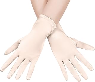 Womens Short Satin Opera Gloves Formal Dancing Gloves for Wedding Bridal Banquet Party Gloves 1920s Flapper Accessories