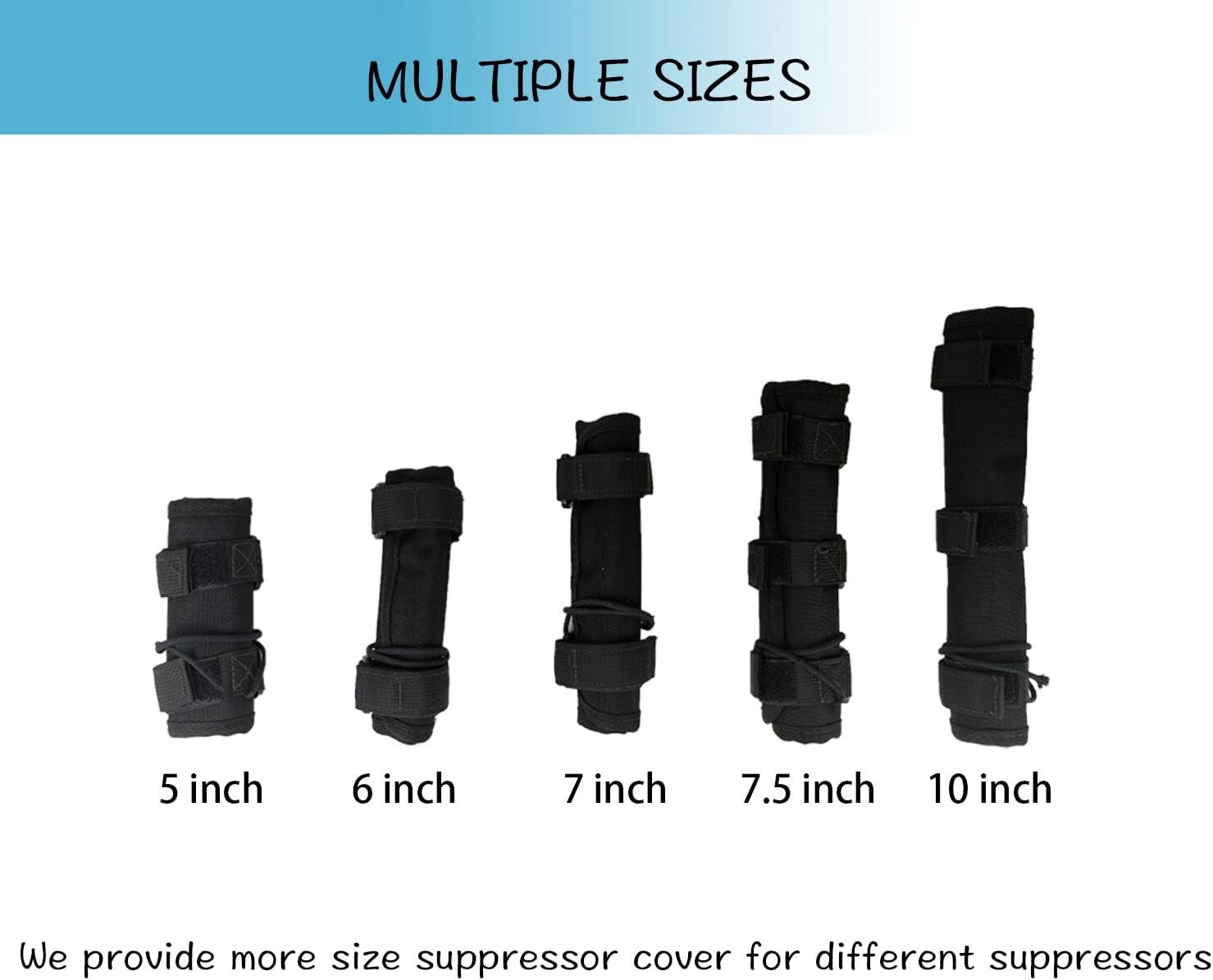 5“ 6” 7“ 7.5” 10“ Suppressor Cover with Burn Proof Micro Fiber Sleeve Heat Resistant Suppressor Wrap Rifle High Temp Blocker Silencer Covers