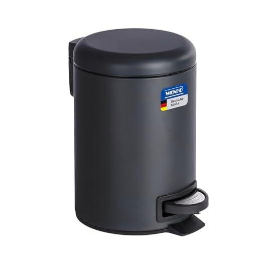 WENKO Kosmetik Treteimer Leman Schwarz 3 l - Kosmetikeimer, Mülleimer Fassungsvermögen: 3 l, Stahl, 17 x 25 x 22.5 cm, Schwarz