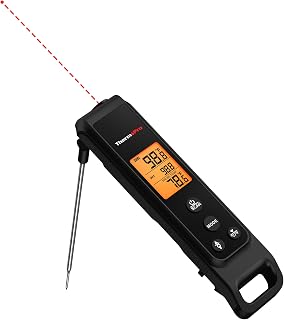 ThermoPro TP420 2-in-1 Infrared & Probe Thermometer: Instant Read Meat Thermometer for Grilling, BBQ, Pizza Oven, Griddle, HVAC (Black)