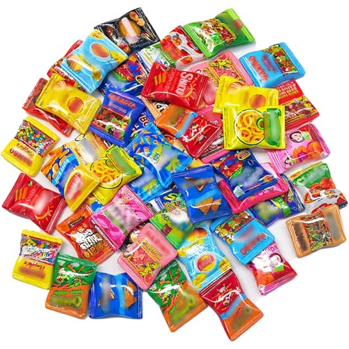 50 Pcs Miniature Snacks Food Mini Resin Potato Chips Set Mini Candy Bags Store Grocery Accessories