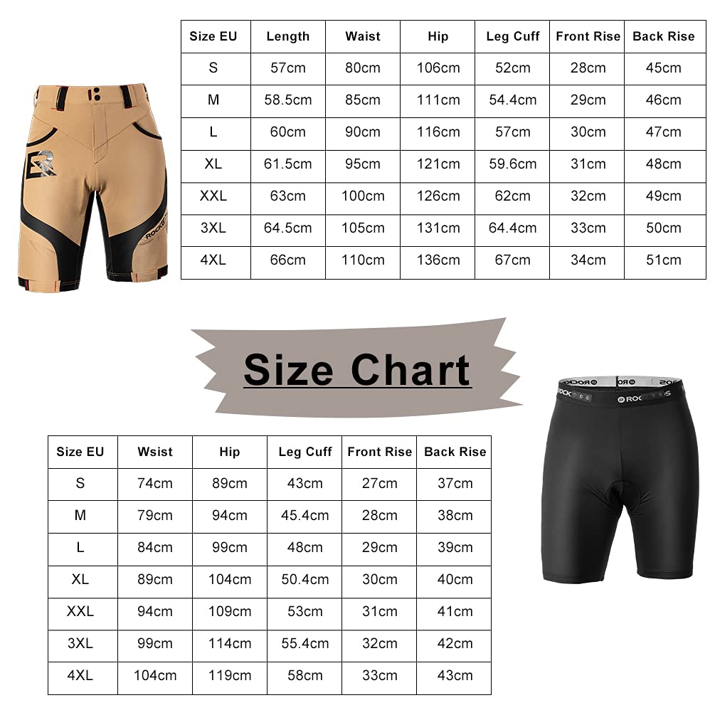 ROCKBROS Pantalones Cortos de Ciclismo 4D Acolchado con Ropa Interior de MTB Bicicleta Montaña Deporte para Hombres