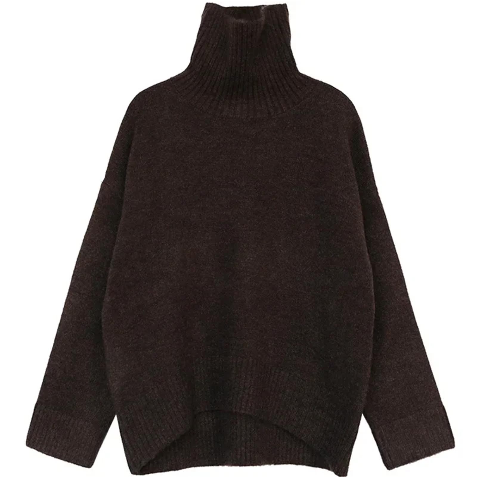 Maglione da donna Sciolto Dolcevita Maglioni Caldo Solido Pullover Maglieria Base Femminile Inverno Top
