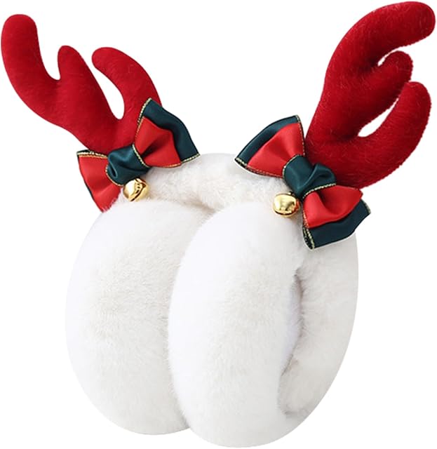 Xiuyer Winter Ear Warmer Outdoor Warm Earmuffs Faux Furry Winter Ear Muffs Warm Ear Covers Fur Adjustable Winter Cute Elk Antlers Earmuffs Fluffy Christmas Ear Warmer Ski Earmuffs for Women Girls