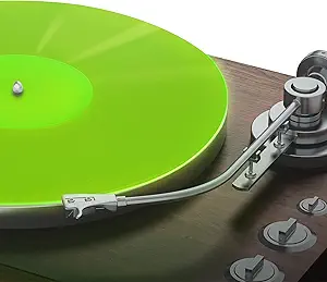 PRO SPIN Green Glow Acrylic Turntable Mat - Platter Slipmat for 12" Vinyl Vintage Record Player - Antistatic Cover, Reduces Noise & Sounds from Static & Dust - Tighter Bass Quality, Record Player Mat