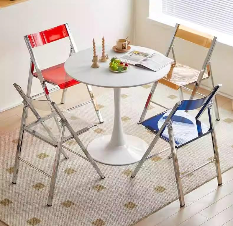 Miniatura 2 de Silla plegable de acrílico transparente con respaldo y marco de metal, silla plegable para interiores y exteriores con capacidad de 220 libras,