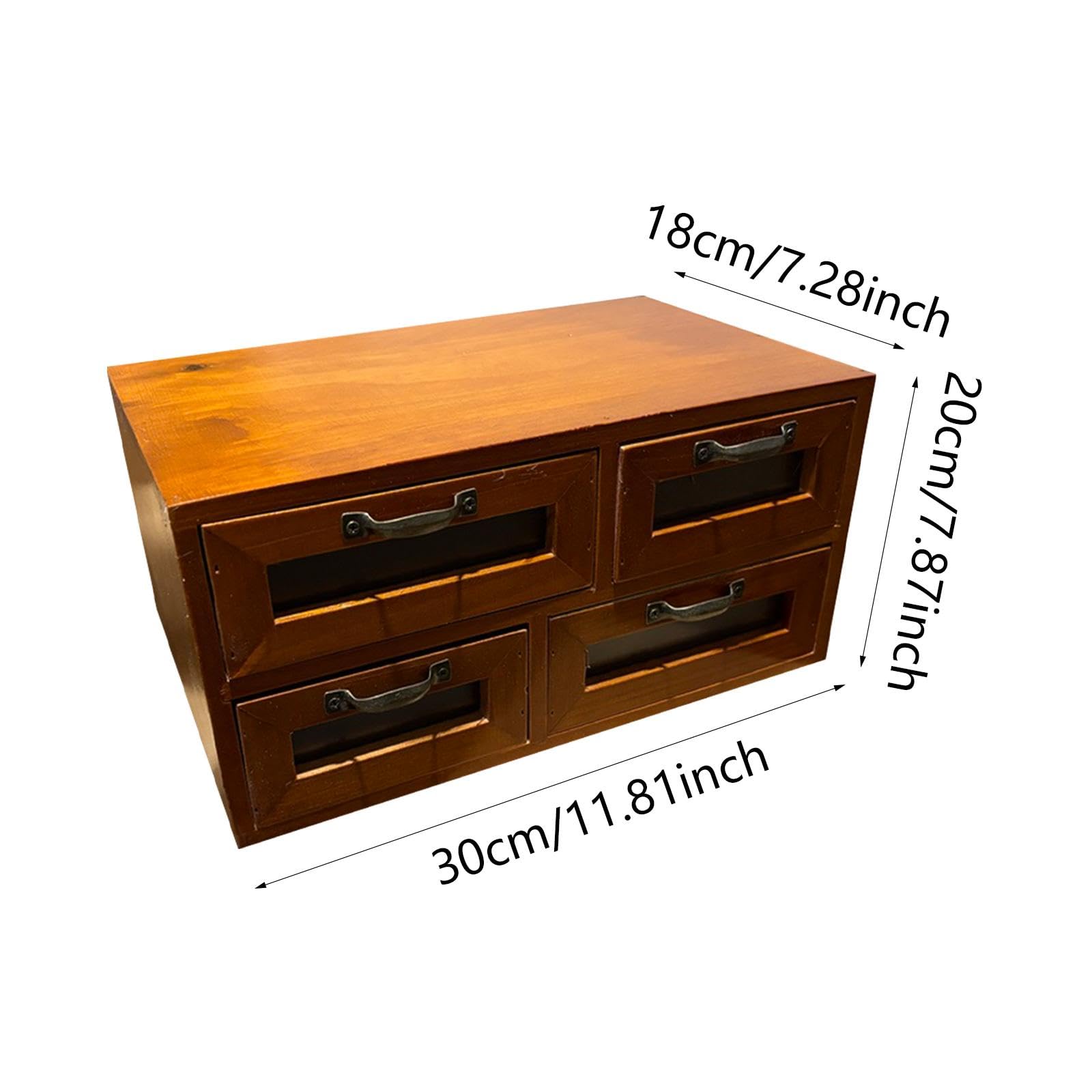 Schreibtisch Organizer Holz Desktop Aufbewahrungsbox Schubladenschrank Kosmetikbox Schreibtischzubehör mit Aus Massivholz für Arbeitszimmer, Vier Schubladen