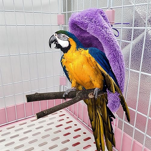 Image of Pssopp Bird Blanket for Cage, Soft and Comfortable Material Warm Cozy Snuggle Hut Cuddle Nest Hanging Toy for Gray Parrot Eclectus Cockatoo (Purple)