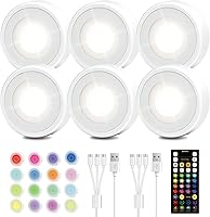 Vista 14 de EZVALO Luces LED de disco, luces recargables adhesivas de toque, luz inalámbrica de armario, 3 temperaturas de color, luces debajo del gabinete