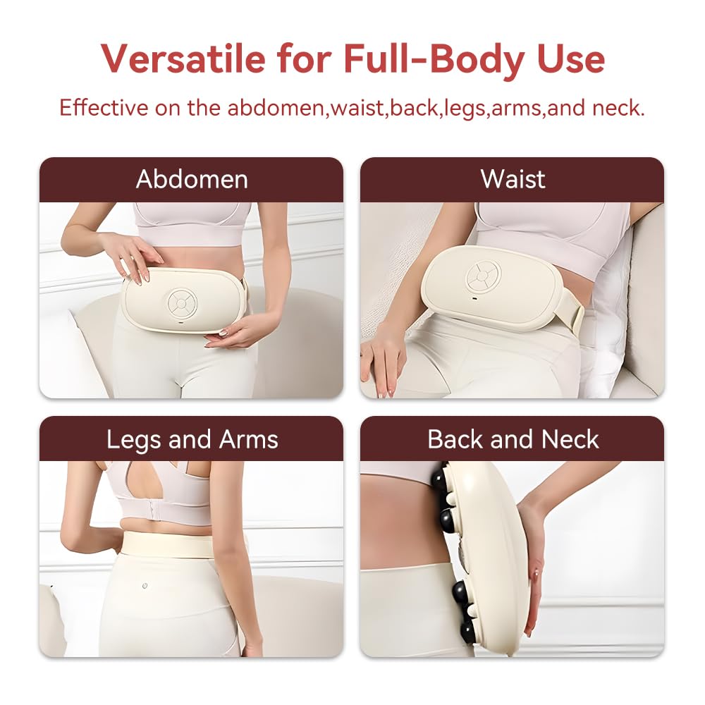 Elektrisches Bauchmassagegerät mit Wärmefunktion, tragbares Abdominale Massagegerät mit Zwei Scheiben gegen Verstopfung und Regelschmerzen, Verdauungshilfe für Zuhause und Büro