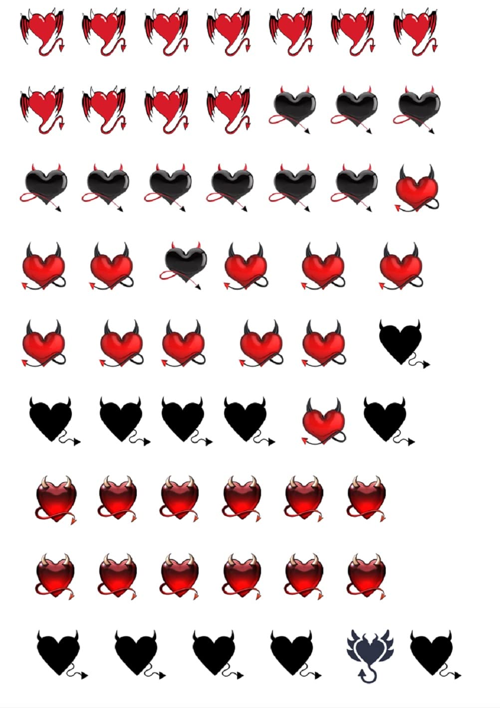 Heart Valentines Love Collection (Devil Heart Nail Art Decals)