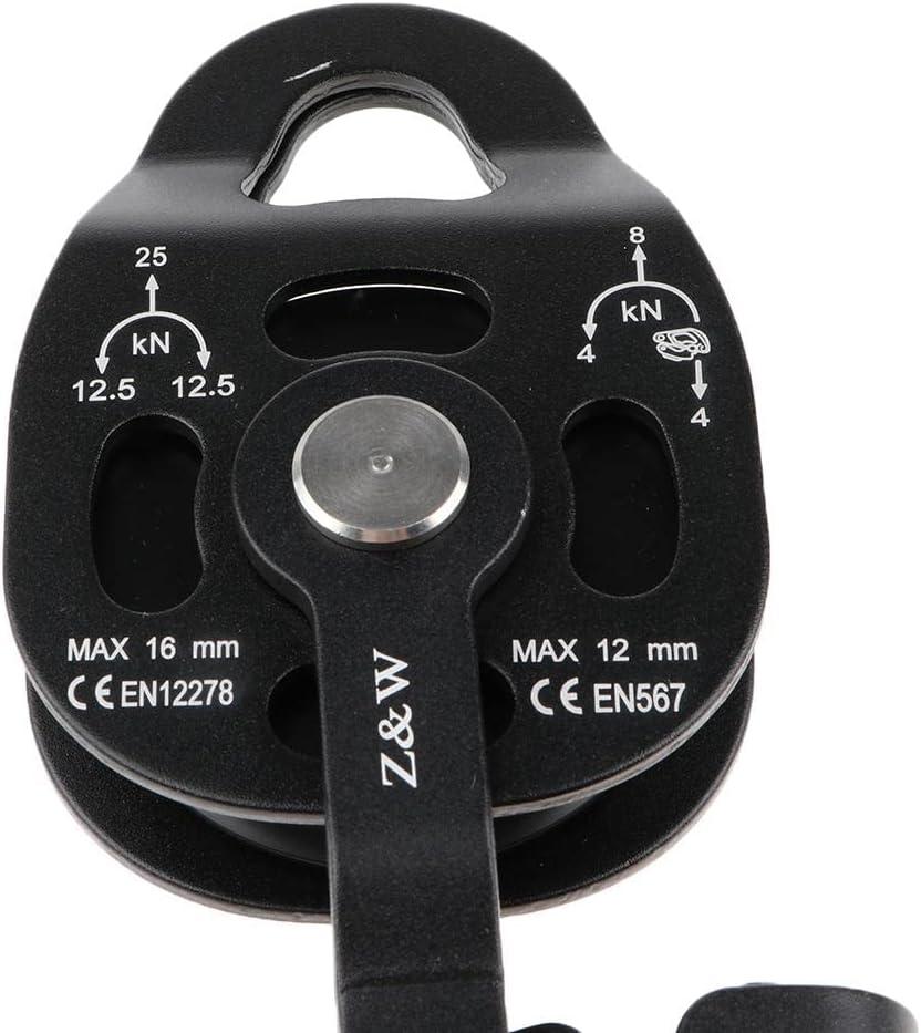 Premium Outdoor Climbing 25KN Hauling Pulley for 8-12mm Rope | High Strength Aviation Aluminum with Cam Clamp | Improve Efficiency & Maneuverability | Rock Climbing,