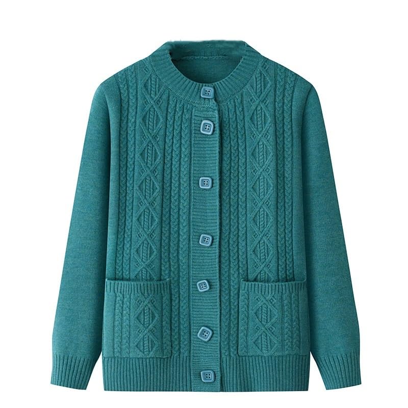 Cárdigans de Punto para Ancianas Cárdigans de Punto Grueso con Cuello Redondo Suéteres Abiertos para Abuelas Abrigos Tops Informales para Señoras Mayores Jerseys de Punto para Otoño Tops para Uso Dia