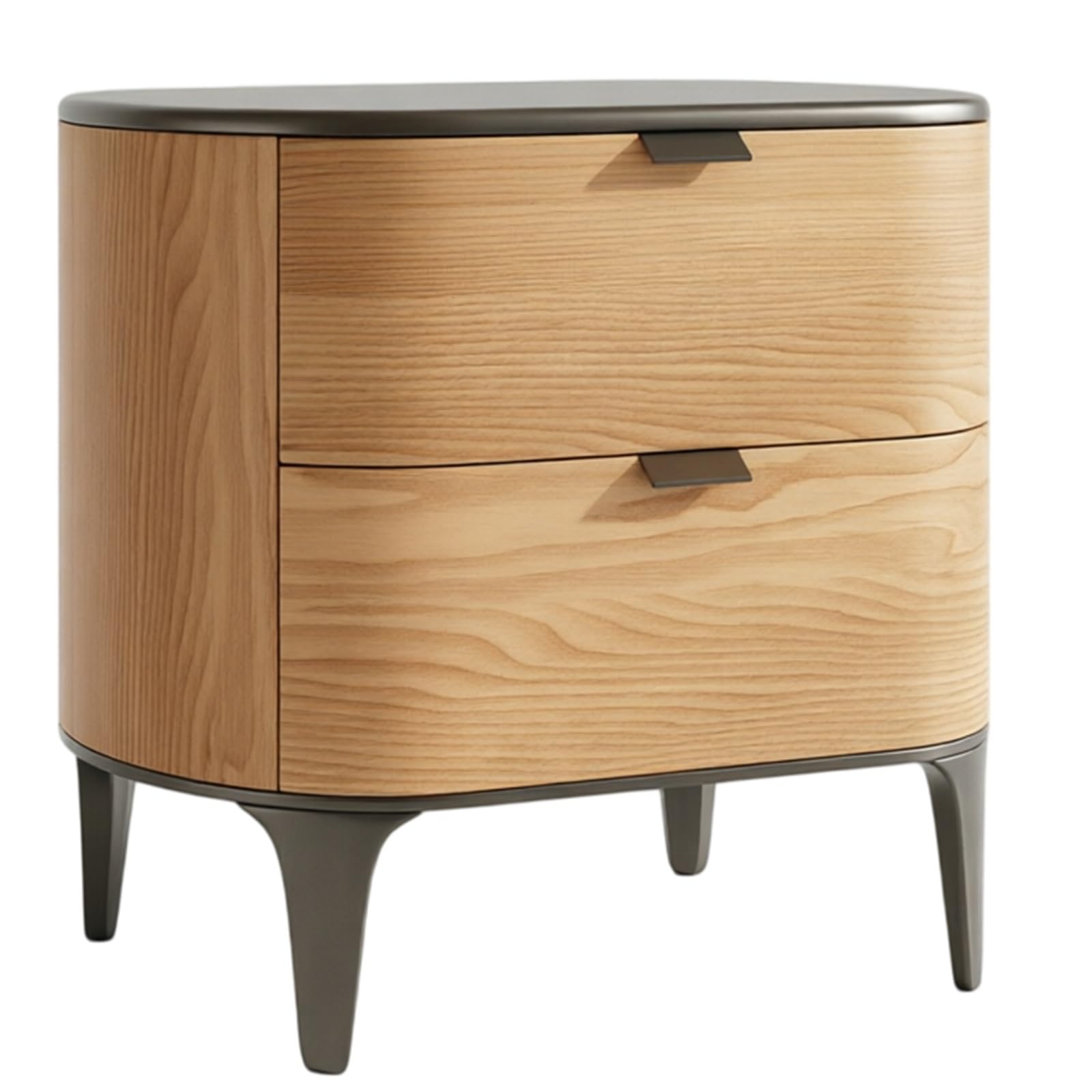 guiling-1986 Bedside Table Two-Drawer Curved Storage Nightstand with Tapered Legs for Bedroom Living Room Nightstand(Yellow,Large)