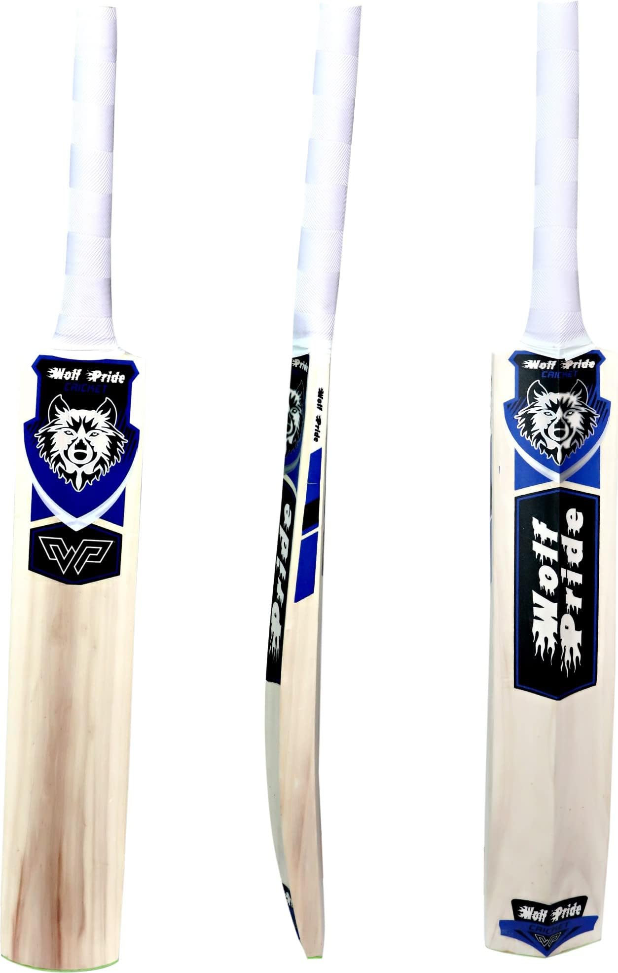 WOLF PRIDE WP Blue & White Poplar Willow Cricket Bat 3 in 1