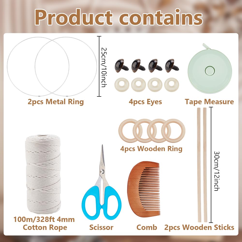 BEUNITONE Macrame Owl Kit for Adults Beginners Macrame Owl Wall Hanging Kit with Video Tutorial for Bedroom Cotton Rope Owl Decoration Wall Hallways Boho Decor Hand Woven Owl Macrame Wall Art