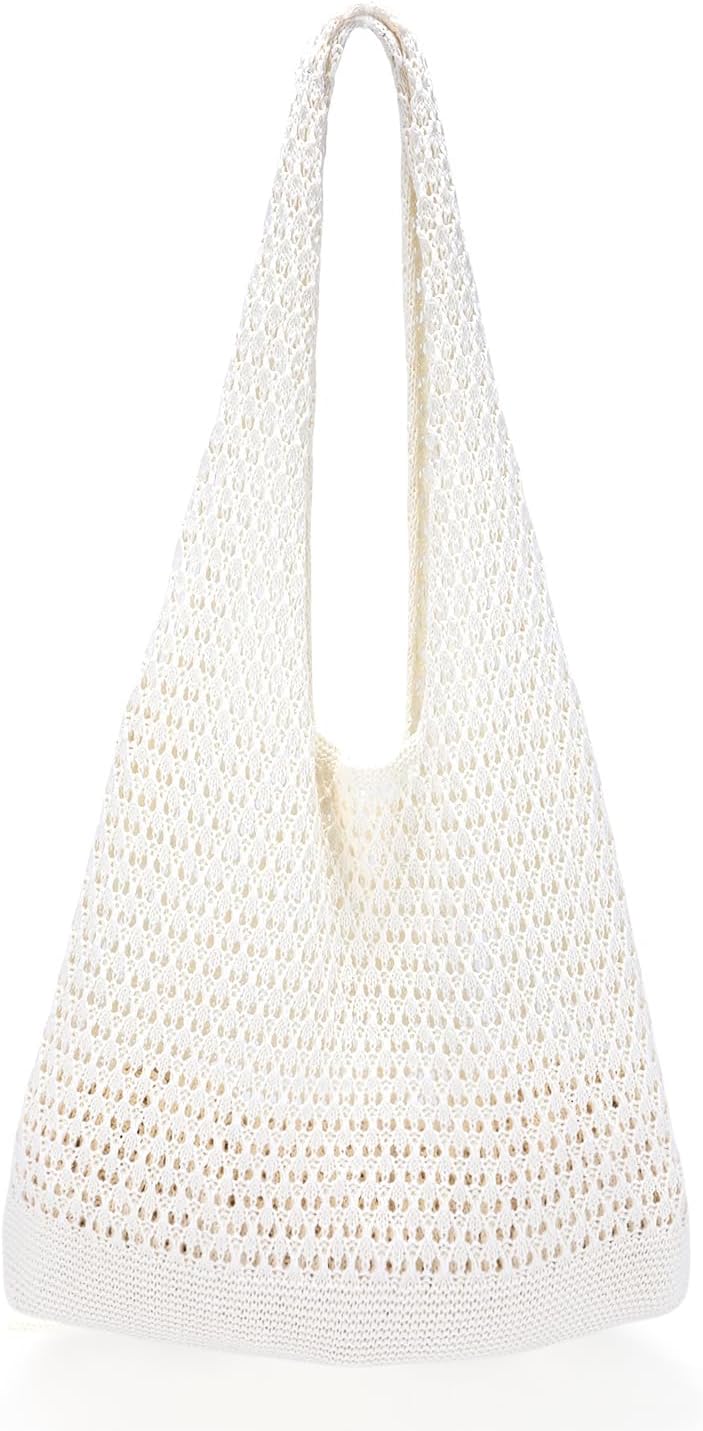 Knitted large tote beach bag for women aesthetic style