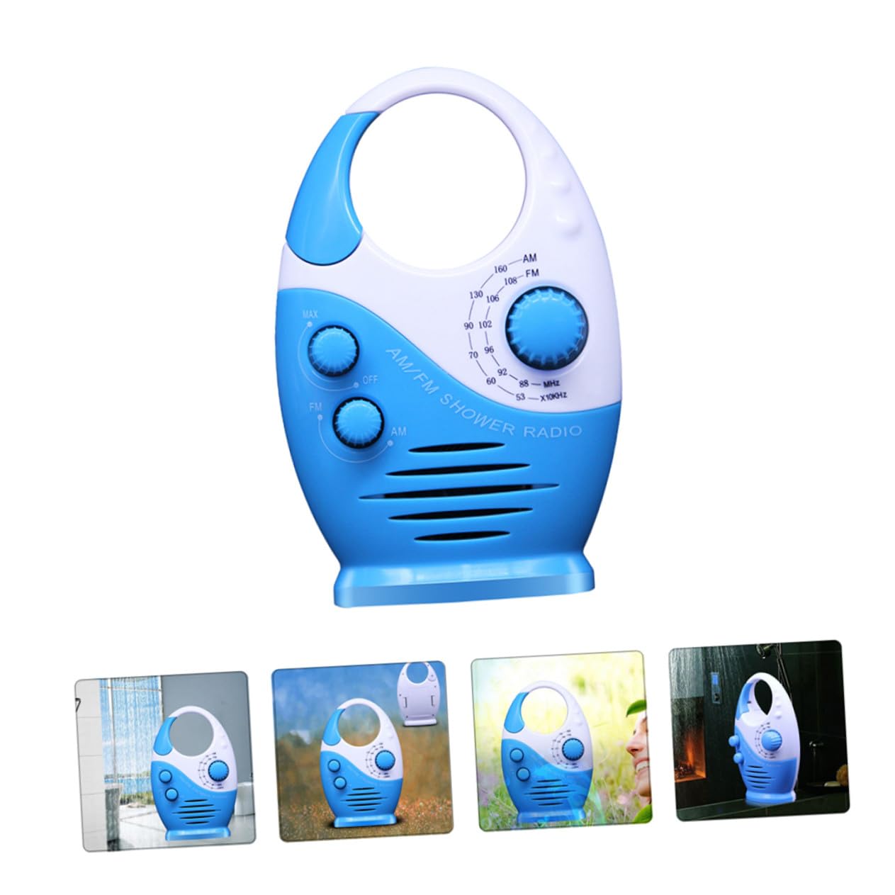 Radio de Ducha Portátil y Resistente al Agua Altavoz Integrado, Mini Radio Am/FM de Material Abs Adecuado para Baño y Viajes