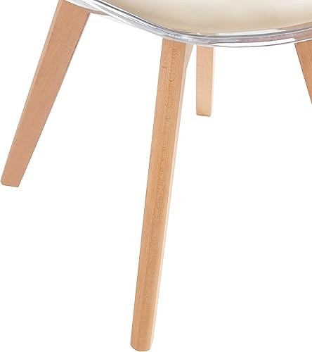 Miniatura 6 de Nordlys Set of 4 Transparent Dining Chairs with Wooden Legs and Beige Seats Modern Design Style Dining Room