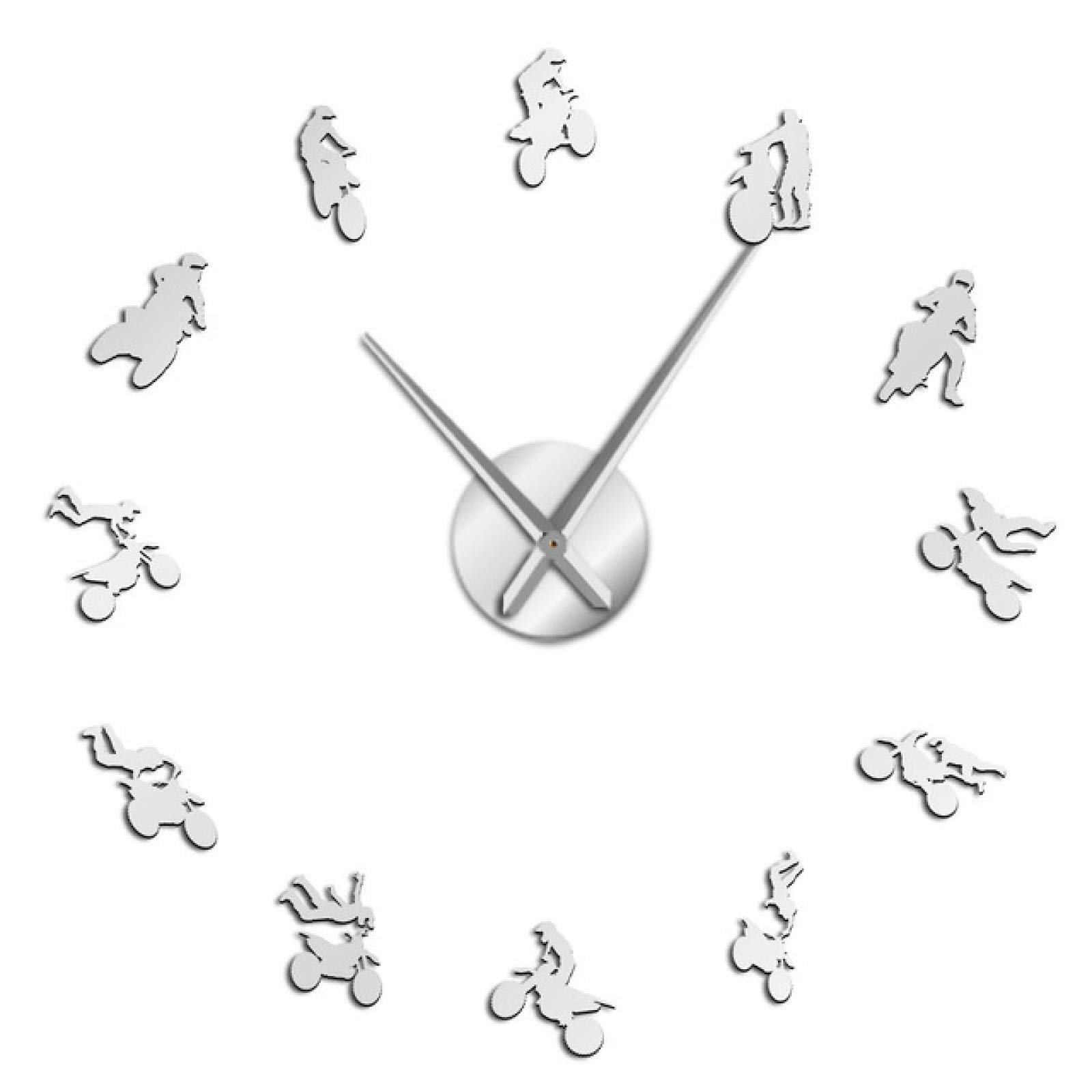 Wall Clock Motocross Dirtbiking Motorcycle Wall Art Stickers Diy Big Wall Clock Dirt Racing Party Wall Decor Slient Sweep Clock Biker Gift