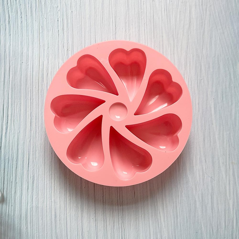 CAKE DECOR™ 3D Round 7 Cavity Heart Shape Petal Flower Silicone Mould for Soap Making Scone Jelly and Dessert Use Reusable Flexible and Non-Stick-image-31