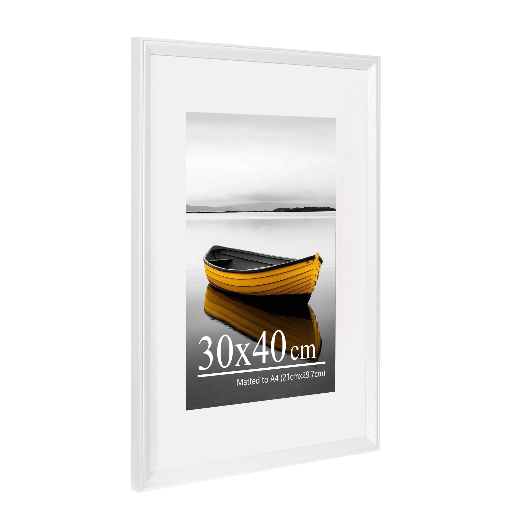 Baoee White Picture Frame 30×40Cm With A4 Mount,Photo Frame With Acrylic Glass, 30×40Cm Frame,Poster Frame, Certificate Frame,Wall Mountable
