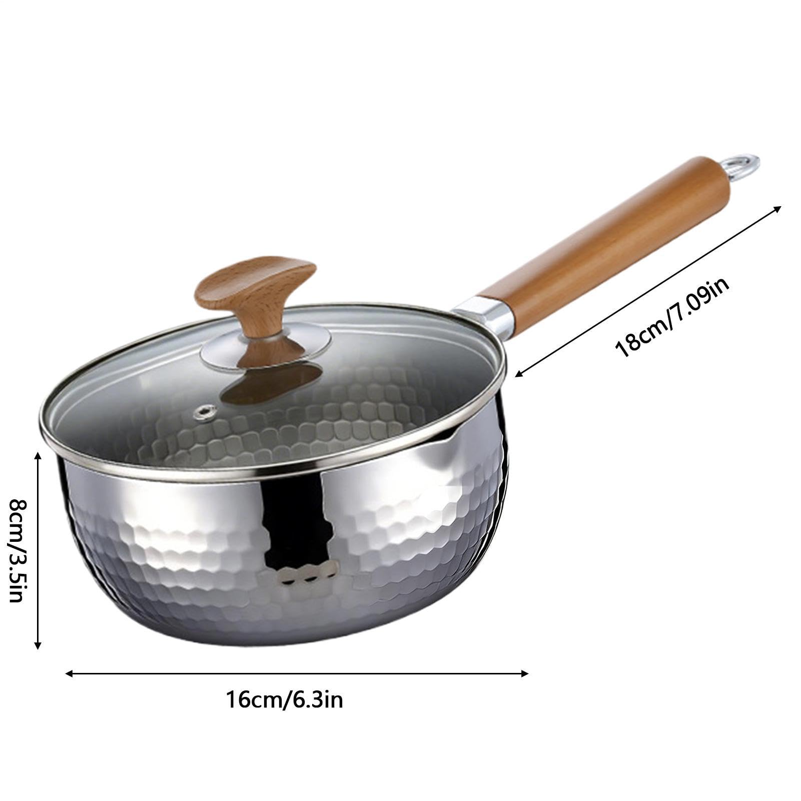 Sartén de Titanio Utensilio Antiadherente con Tapa | Sartén de Titanio Puro Para Cocinar Leche, Guisos, en Cocinas de Inducción, Vitrocerámica, Camping y Hogar