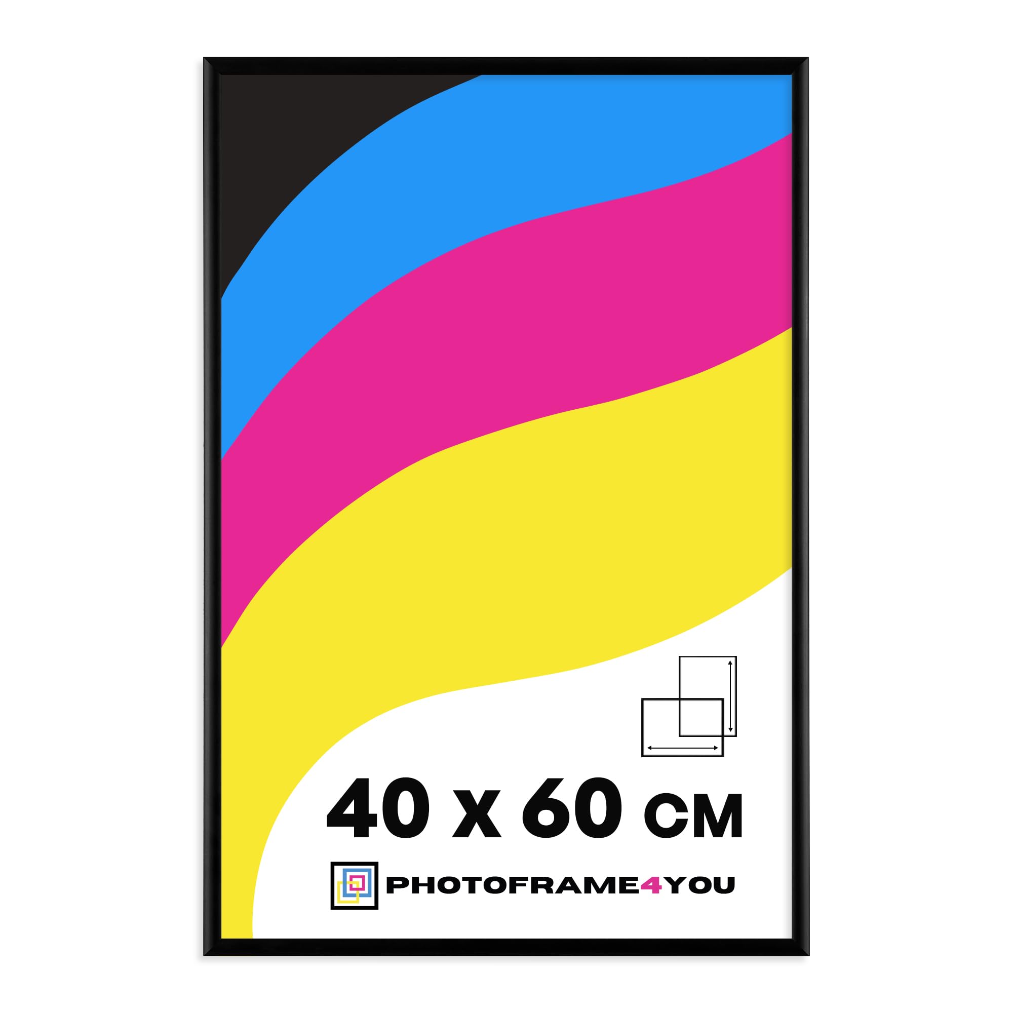 Photoframe4you - 40x60 cm Picture Frame Black - Aluminium Photo Frame with Shatterproof Acrylic Glass - 15,7x23,6 inches Wall Hanging for Posters & Certificates in Living Room, Bedroom Tacoma
