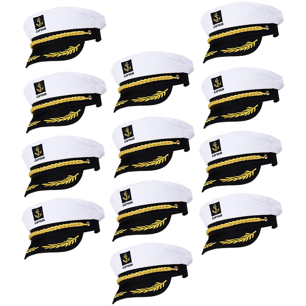 BESPORTBLE Cappelli da Capitano Ricamati 20 Pezzi in Cotone e Plastica Bianco Comodi al Tatto, per Cosplay e Festa