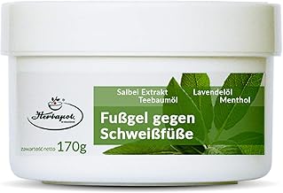 Fußcreme gegen Schweißfüße - Mittel bei Fußgeruch Schwitzen Fußpilz Hornhaut - Fußgel reduziert Juckreiz Schwellung mit Salbei - Fußdeo antibakteriell für trockene Haut kühlend fettet nicht 170g