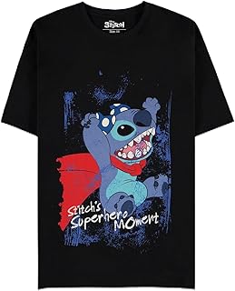 Lilo & Stitch-Superhero-Short Sleeved T-Shirt Camiseta para Hombre
