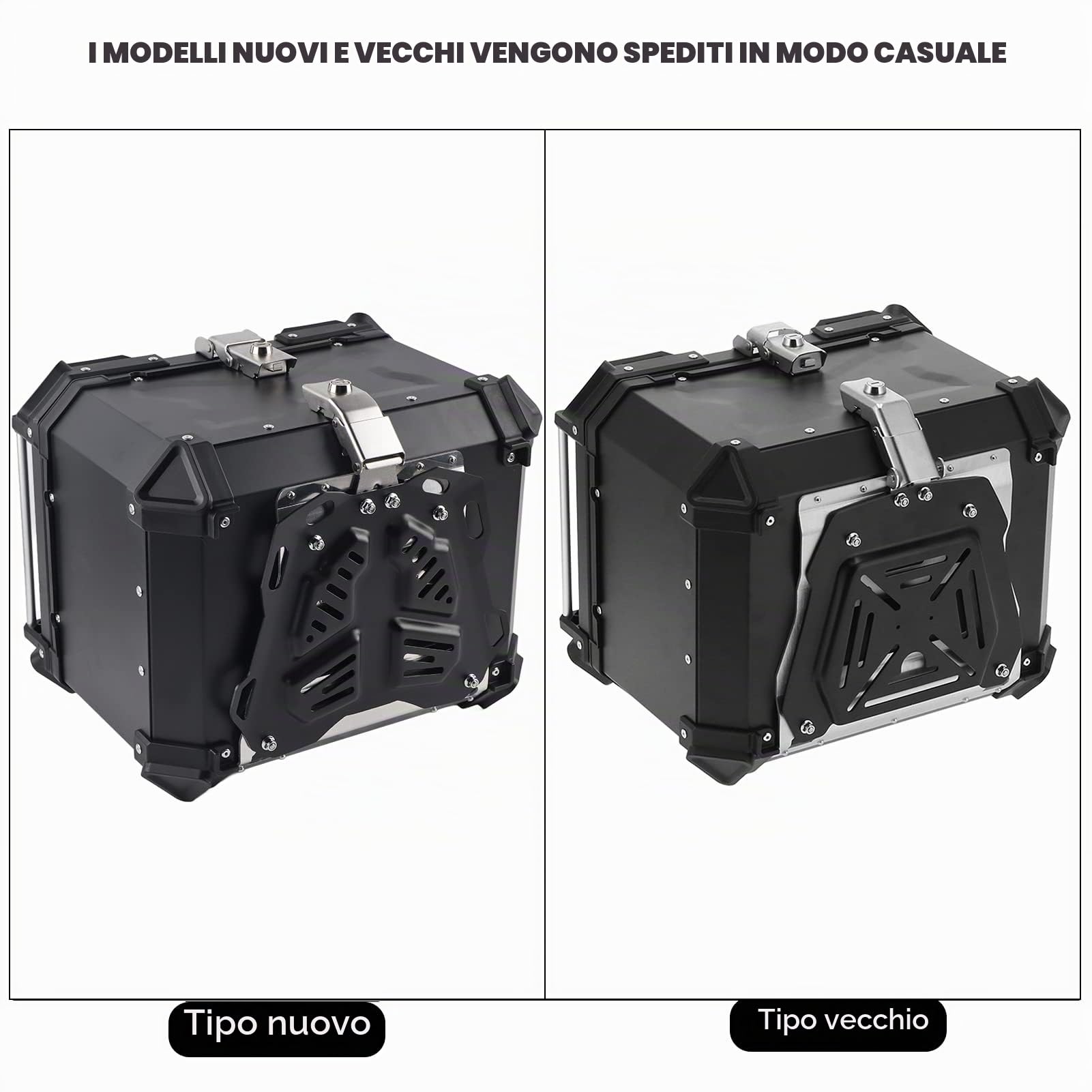 AMONIDA, Bauletto per Moto 45L Nero Alluminio, Bauletto per Caschi e Bagagli con Schienale
