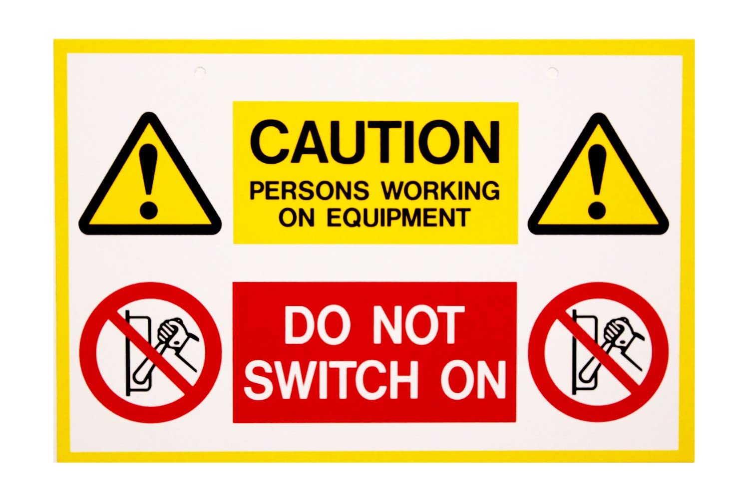 Warning signs- Cautions persons working on equipment IS10801RP - Rigid plastic- Pack of 1-150 x 225, 150 x 225 mm