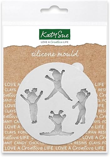 Katy Sue Molde de silicona para gimnastas en miniatura para decoración de pasteles y manualidades, tamaño del molde 3.150 x 2.953 x 0.394 in o 3.2 x