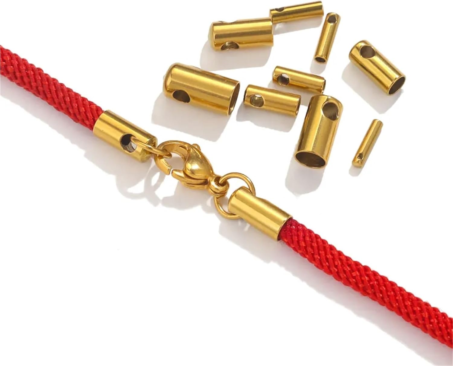Fold Over Cord Ends 50pcs 1-4.5mm Tassel Leather Cord End Crimp Caps Beads End Tip Cap Connectors for Necklace, Leather Rope Jewelry Making(3.5mm)