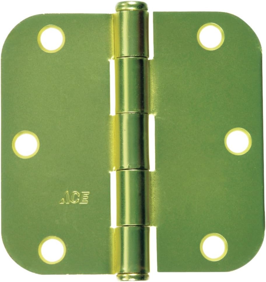 2 PACK 31/2" BRASS DOOR HINGES ROUNDED CORNER ACE Brass 5301759