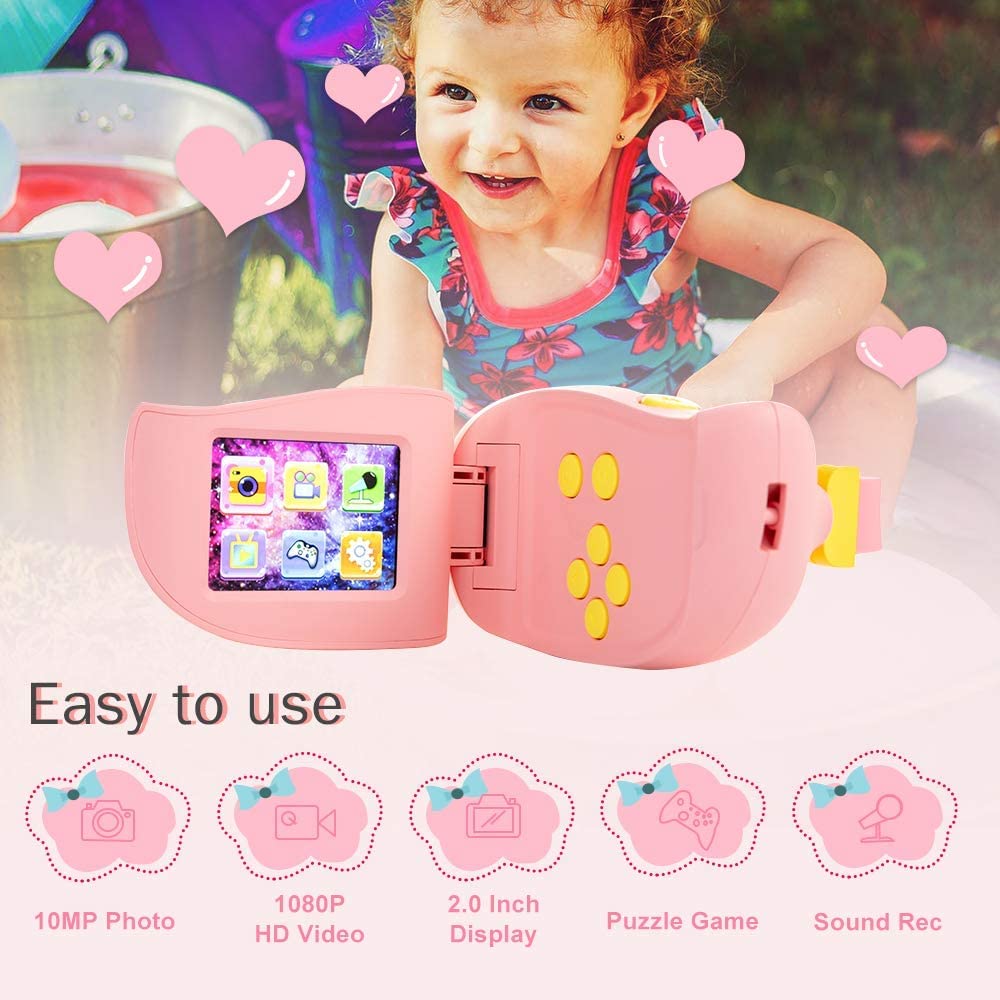 CADDLE & TOES Kids Camera for Girls/Boys, Kids Digital Camera Toy 20MP 1080P HD Digital Video Camera for Toddler, Christmas Birthday Gift for 3-10 Years Old Children (32GB, Pink) - Image 3 thumbnail