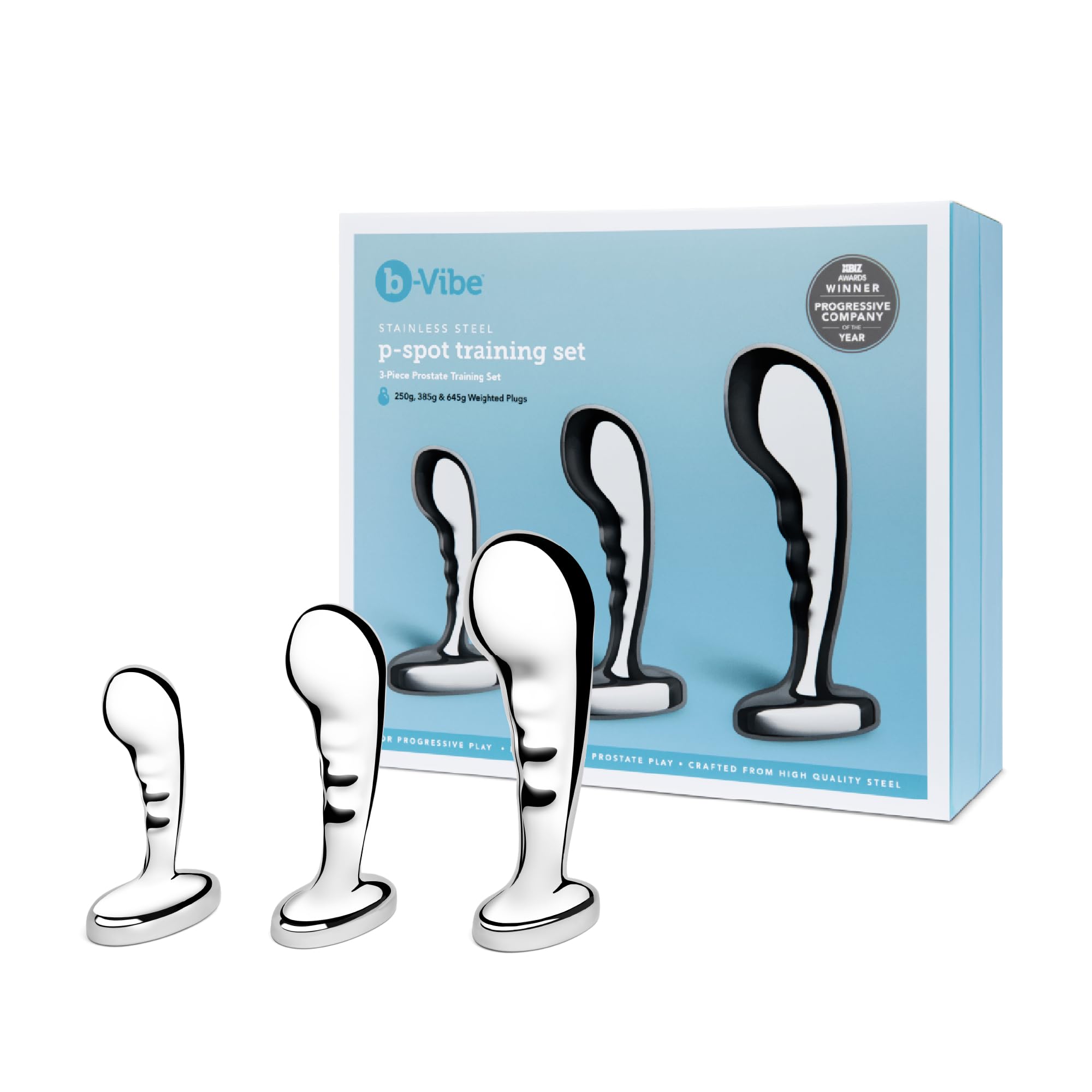 B-Vibe Stainless Steel P Spot Training Set Silver 6,9/8,9/11,55 cm