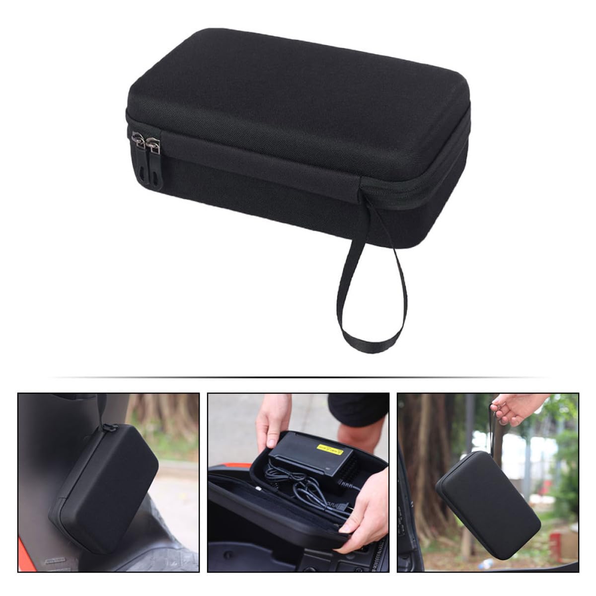 Pack Organizer Tasche für Ladegeräte von Elektrofahrzeugen, Schwarz | Polyester und Eva, Harte Hülle mit Stoßschutz, für E-scooter und Handtasche, 2 Stück