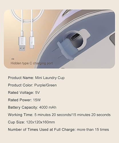 Miniatura 6 de Mini lavadora inalámbrica para dormitorio, lavadora pequeña portátil, sin necesidad de enchufar, sin necesidad de drenar, mini taza de lavado