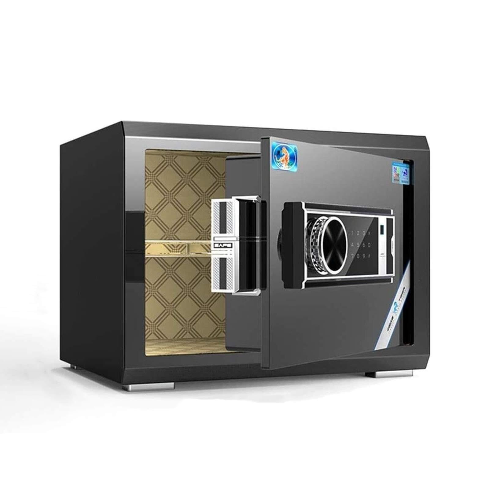 Deluxe Electronic Digital Anti-Theft Safe Box Smart Fingerprint Password Protection Steel Security Safe for Home Office 35x25x25cm Brown